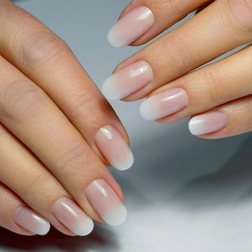 24 Stück Kiss Nails, künstliche Nägel, French Tip künstliche Nägel Kiss Nails künstliche Nägel kurze Klebenägel French Nails für Frauen und Mädchen zum täglichen Tragen