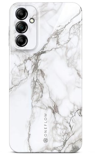 ONEFLOW Bliss Cover für Samsung Galaxy A14 (4G/5G) Hülle in Marmor Optik, Designer Case Handy Schutzhülle mit Kameraschutz, Muster Hardcase Glitzer Handyhülle marmoriert, Weiß Grau