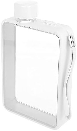 PBENO Botella Agua Taza de Agua Plana Botella de Agua de plástico Transparente Botella de Agua Cuadrada Botella de Agua fría Deportes al Aire Libre Botella de Agua de Oficina Botella(White)