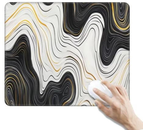 Tappetino Mouse Nero Bianco Tappetino Mouse Piccolo Tappetino per Mouse Gaming Tappetino Scrivania, Impermeabile Mouse Pad Tappetini Mouse Base Antiscivolo per Gaming Ufficio (290 x 240 x 3 mm, Linea)