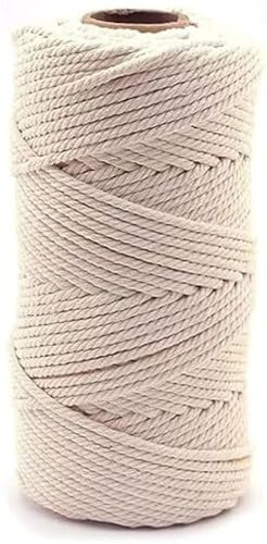 Corde épaisse en coton doux non teint pour macramé - 100 m - Couleur naturelle - 4 mm