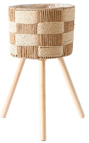 YUXITA Rattans Pflanzenständer für den Innenbereich, handgewebte Blumentöpfe, Hocker mit Beinen, Boden-Pflanzkorb, Regal, Pflanzenregal für Garten und Außenbereich