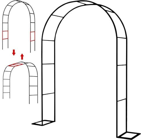 Metal Garden Arch with Removable Base Weatherproof Outdoor Garden Trellis for DIY Plant Support and Wedding Decor (Black Size: 2m*2.3m*40cm)