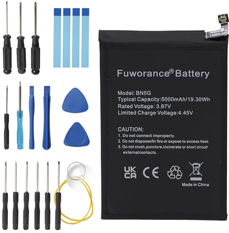 Fuworance 5000mAh 3.87V BN5G Batterie de Remplacement Compatible avec Xiaomi Redmi 10C 10A 220333QAG 220333QBI 220333QNY Téléphone Mobile Intelligent Rechargeable Batterie Lithium-ION+Un kit d’Outils