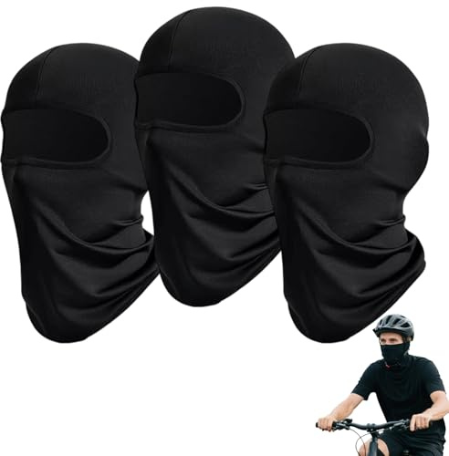 TNSOYCA 3 Stück Sturmhaube,Balaclava für Herren/Damen,Skimaske,UV-Schutz, Motorrad und Fahrrad Gesichtsmaske (schwarz)