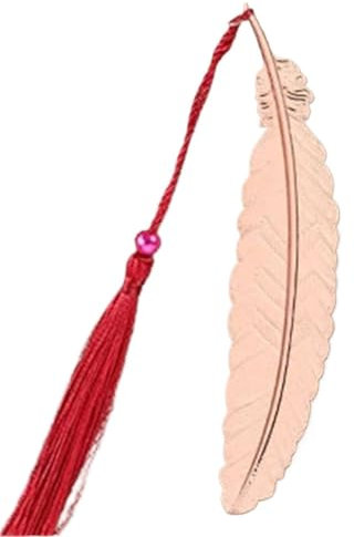 Metall Feder Lesezeichen 2pc Retro Feather Long Tassel Bookmark School Tool Creative Stationery Gift Student Metal Bookmark(Rose Gold)