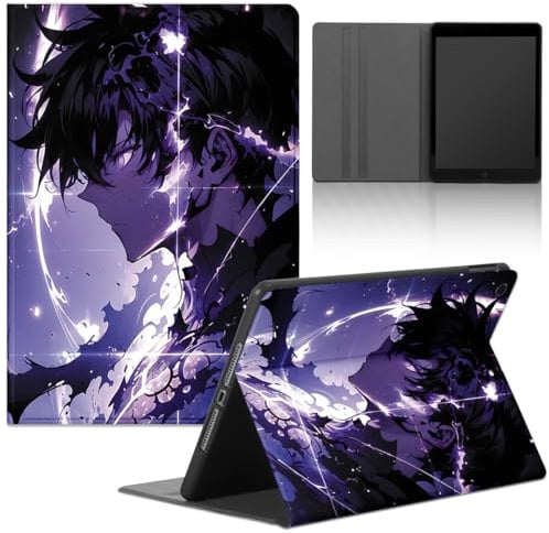 Tablet Hülle für iPad 9/8/7 10,2, Modell 2021/2020/2019, 9./8./7. Generation, PU Leder Flip TPU Cover mit Anime Motiv Heißblütiger Manga Muster Case Verstellbar Stoßfest Ständer Tablet Folio,Muster