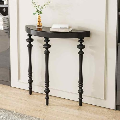 Dexinhdh Console Demi-Lune en Bois Massif, Petite Table D'entrée Moderne avec Pieds en Bois, Étagère De Rangement Semi-Circulaire Gain De Place pour Salon, Couloir Ou Hall D'entrée(D,80cm)