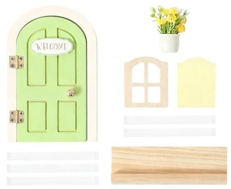 fayarrd Puppenhaus-Tür, Holzspielzeug für Fenster, Balkon, Wichteltür, für Kinder, Spielzimmer, Kindergarten, Terrasse, Garten im Freien