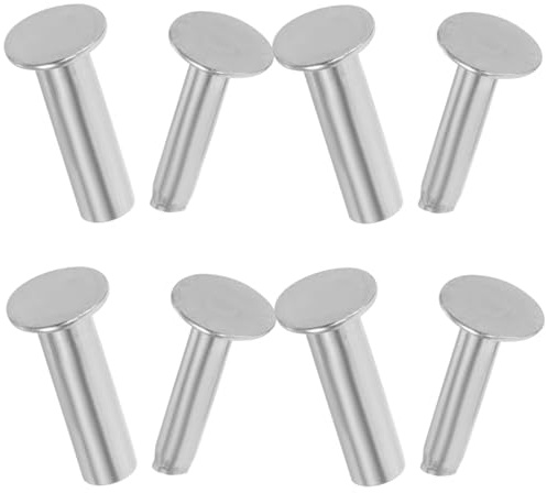 Veemoon Kitchen Knife Handle Rivets 4 Pairs Silver Solid Fasteners for Knife Handle Restoration DIY Grip Repair Replacement Kit for Cutlery Projects and Wooden Fixing