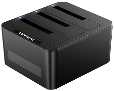 CENMATE Docking Station Hard Disk, 3 Bay Docking Station HDD per SATA SSD/HDD 2,5/3,5, Cavo USB 3.0 A/C, Supporto Hot Swap