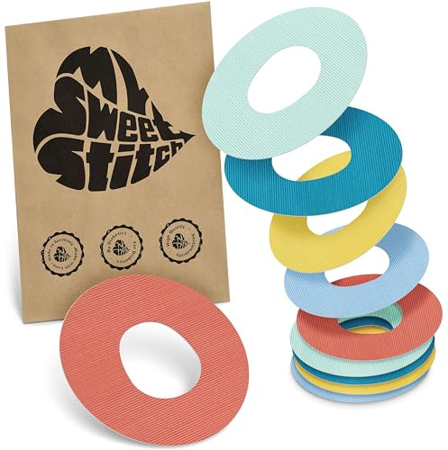 MySweetStitch 10 Ringpatches für Katheter mittel rund Pastel | Stabilisiert ablösende Ränder, Mitte bleibt frei, wasserfest und flexibel, bis zu 7 Tage Halt