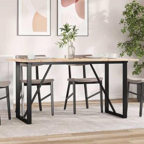 YUOTYRKTEJRSG Esstisch Massivholz Kiefer 140x80 cm mit O-Gestell Gusseisen rustikaler Esszimmertisch für 6 Personen langlebiger Familientisch Küchentisch