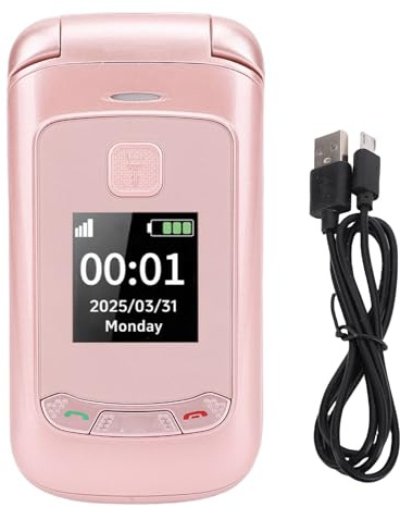 Fockety Téléphone à Clapet 2G, Téléphone Portable Senior débloqué Double SIM avec Gros Boutons, écran Principal de 2,8 Pouces, écran Externe de 1,77 Pouces, Haut-Parleur, Touche SOS,