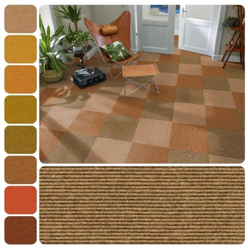 Tretford Interland Teppich Teppichfliesen 50x50 cm selbstliegend | Farbwelt gelb, 532 Sisal, 1 Fliese