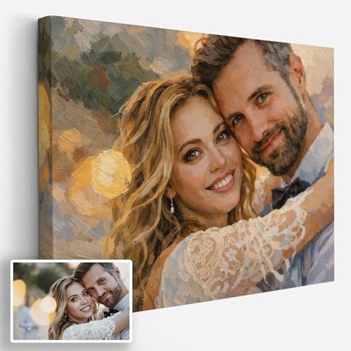 Cuadro efecto pintura óleo lienzo de artista - Regalo personalizado foto | Tu foto transformada en efecto pintura óleo lienzo de artista por nuestro taller, impresión decorativa lista para colgar