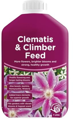 Clematis & Climber Feed, Nutrient Solution, Supports Root Development, Healthy Leaf Growth, Long Lasting, Compatible, Ideal for Use in Pots, Containers, Borders, Garden Soil, 1L