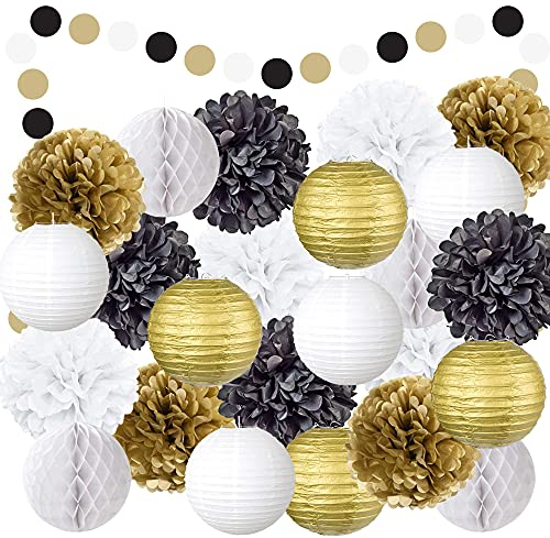 Das 22-teilige Partyset von EpiqueOne, bestehend aus 9 Pompons, 8 Laternen, 4 Wabenbällen und 1 6,5 Fuß langen Girlande, ist perfekt für Geburtstage, Brautpartys und andere Veranstaltungen.