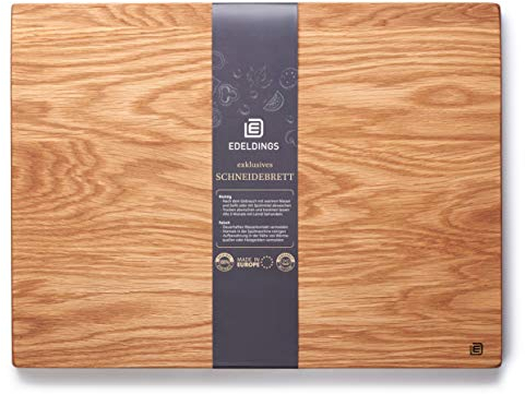 Edeldings Planche à découper XXL en bois massif de chêne | Grande 40 х 30 | Planche à découper en bois antibactérienne | Planche à découper en bois de chêne massif pour la cuisine