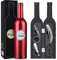 Kato Wine Accessories Gift Set - Kit ouvre-Bouteille de vin, Tire-Bouchon, Anneau Anti-Goutte, Coupe-Capsule, verseur et Bouchon de vin, Cadeau de la Saint-Valentin pour Les Amateurs de vin, Rouge