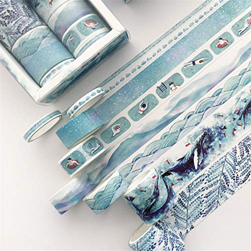 8 Rollen Washi Tape Set, Dekoratives Klebeband, DIY Papier Tape,Kollektion für Bastler, verschönert Journals, Karten und Scrapbooking (A)