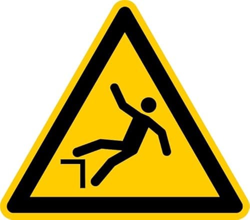 Aufkleber Warnzeichen „Warnung vor Absturzgefahr“ Folie nach ISO 7010 W008 | SL 5-30 cm Made in Germany, Größe: Ø20 cm