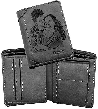 DEABOLAR Personalisierte Brieftaschen für Männer, individuell Geschnitzte Brieftaschen, personalisierte Geschenke für Freunde, Ehemänner, Väter und Söhne