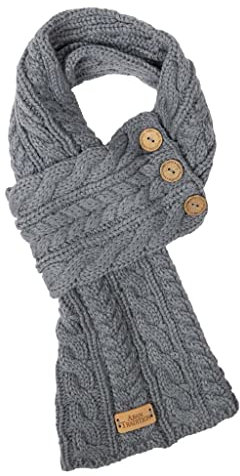 Aran Traditions Cable Knit Wrap Button Scarf (Slate)