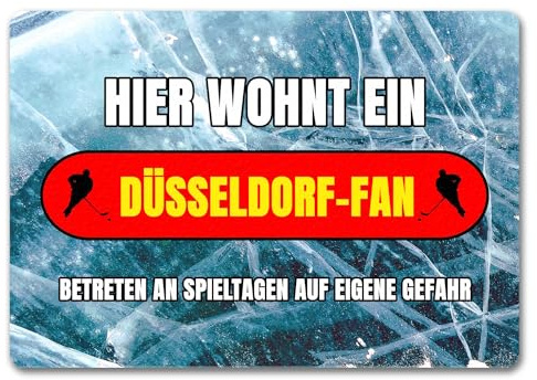 speecheese Hier wohnt EIN Düsseldorf-Fan Fußmatte in 35x50 cm ohne Rand mit Eishallen Boden-Motiv Sportfan Düsseldorf Sport Sportler