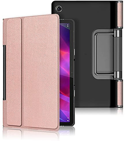 INSOLKIDON Compatible con Lenovo Yoga Tab 11 YT-J706F Tablet Funda Protectora Trasera de Cuero Bumper Protección de Cuerpo Completo Funda Protectora de Cuero (Oro Rosa)