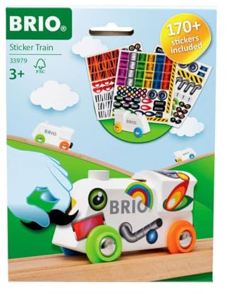 BRIO World 33979 Sticker Lokomotive - Holz-Eisenbahn zum Bekleben mit vielen tollen Motiven auf wiederablösbaren Stickern - Empfohlen ab 3 Jahren