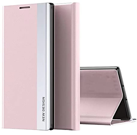 COQUE pour Apple iPhone 6G/7G/8G étui à Rabat, Smart Flip Cover Side Window Phone Case, Housse de téléphone TPU Cas de téléphone pour Apple iPhone 6G/7G/8G-Rose