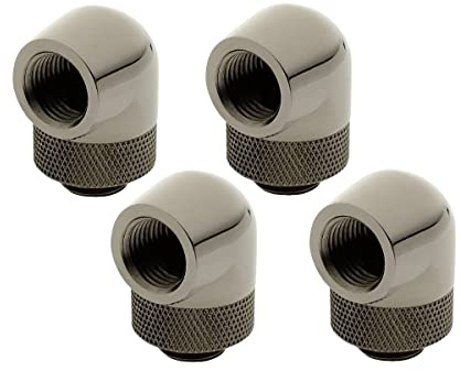 XSPC Adapter 90 Grad G1/4 Zoll AG auf G1/4 Zoll IG - drehbar, schwarz Chrome, 4er-Pack