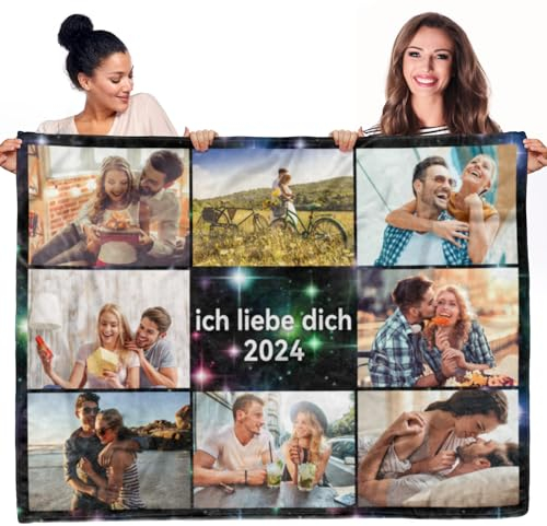 Greysky Personalisierte Geschenke für Frauen und Männer, Personalisierte Decke mit Foto und Text, Personalisiert Kuscheldecke, Fotodecke Selbst Gestalten, Geburtstag, Valentinstagsgeschenk