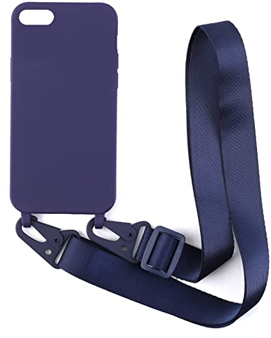 2NDSPRlNG Handykette Schutzhülle kompatibel mit iPhone 6/7/8/iPhone SE 2020/iPhone SE3 2022 Handyhülle mit Band,Halsband Lanyard Silikonhülle Soft Silikon Case,Blau