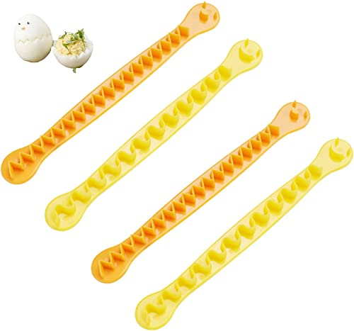 LATRAT Set di 4 utensili da taglio per uova cotte, taglia-uova, per tagliare uova sode, colore casuale