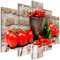 decomonkey Bilder Küche Gemüse 150x75 cm 5 Teilig Leinwandbilder Bild auf Leinwand Vlies Wandbild Kunstdruck Wanddeko Wand Wohnzimmer Wanddekoration Deko Paprika Tomate