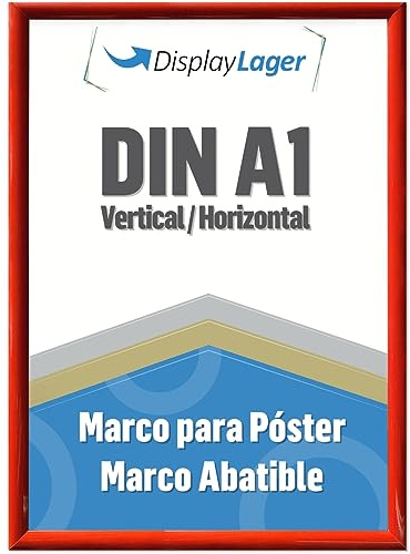 DisplayLager, qualité danoise - Cadre encliquetable A1 rouge avec profil en aluminium de 25 mm, vitre de protection antireflet, matériel de fixation