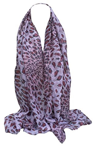 Scarf Shack Damen Schal aus Baumwolle, Leopardenmuster Schal Tiermotiv Druck Leichte Schals Wrap Sarong, rose, 42