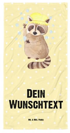 Mr. & Mrs. Panda Personalisiertes Saunatuch Waschbär - Personalisierte Geschenke, Strandtuch personalisiert, Strandlaken, Plan, Gute Laune, Waschen, Duschtuch, Seifenblasen, Badetuch mit Namen