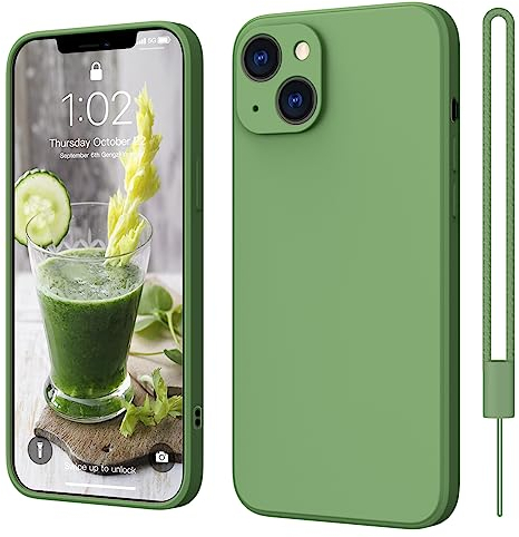 ElestBela iPhone 13 Hülle Silikon Case, Hanyhülle iPhone 13 Ultra Dünn Slim mit Microfiber, Kratzfeste Rundumschutz Case Schutzhülle Hülle für iPhone 13 6.1'' Matchagrün