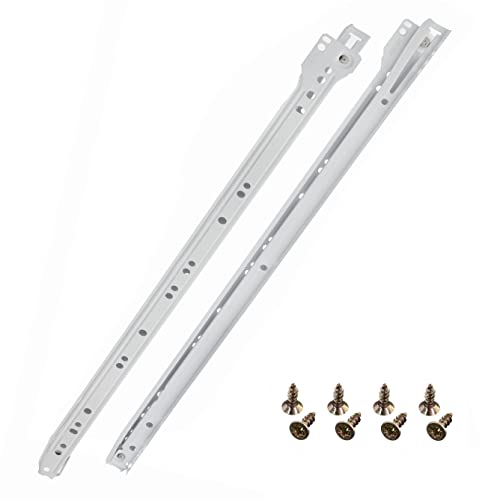 HELPMATE Rollschubführung 500 mm 1 Paar 2er Set Schiene Schubladenschiene Schubladenauszug Schienensystem Schublade Teilauszug weiß inkl. Befestifungsmaterial