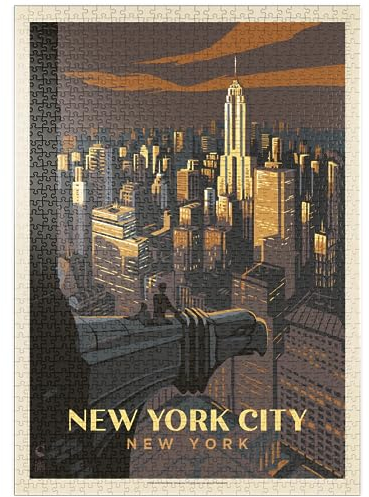 MyPuzzle New York City: Eagle's View, Vintage Poster - Premium 1000 Teile Puzzle - MyPuzzle Sonderkollektion von Anderson Design Group