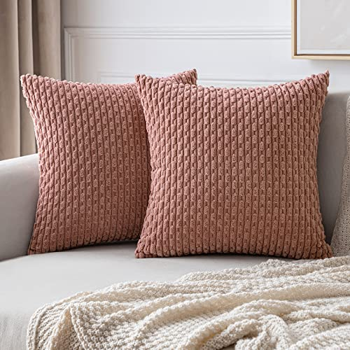 MIULEE Weihnachten Kordsamt Kissenbezug Kissenbezüge Dekorative Kissenhülle Moderne Sofakissen Dekokissen Couchkissen Zierkissen Weicher für Sofa Wohnzimmer Schlafzimmer 2er Set 40x40 cm Dunkelpink