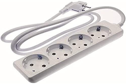 Regleta de 4 vías sin Interruptor, 5 m, 3G, 1,5 mm², Blanca; Ideal para conectar múltiples Dispositivos eléctricos de Forma Segura.