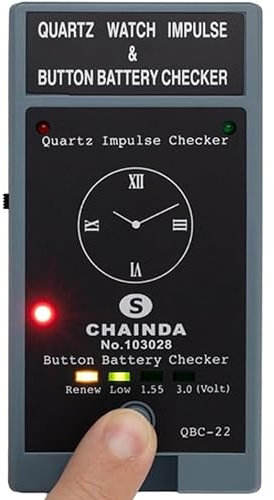 Uadme Tester per Orologi al Quarzo, Pulsante di Impulso al Quarzo Controllo Batteria Strumento di Rilevamento Orologio Portatile, Rilevamento Impulsi E Rilevamento Batteria