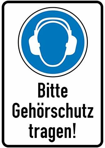 Daged Bitte Gehörschutz tragen DIN EN ISO 7010 Aufkleber 23x16 cm Hinweiszeichen Sicherheitszeichen Sticker T-127