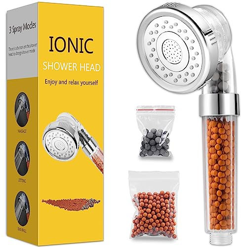 Magichome Shower Head Filter with Chrome Finished Shower Panel, High Pressure Water Saving 3 Modes Adjustable Hard Water Showerhead for Low Water Pressure Contains Additional Replaceable Stone