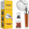 Magichome Shower Head Filter with Chrome Finished Shower Panel, High Pressure Water Saving 3 Modes Adjustable Hard Water Showerhead for Low Water Pressure Contains Additional Replaceable Stone