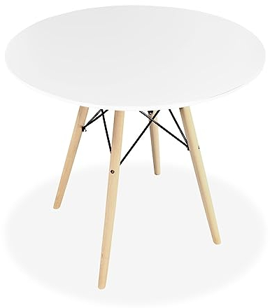 Somnia - Mesa Redonda de Comedor o Cocina Acabada en Blanco Modelo Sofie, Práctica y Funcional. Medidas: 80 cm (Largo) x 80 cm (Ancho) x 75 cm (Alto)
